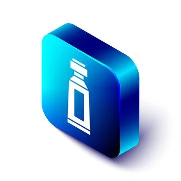 Isometric Tube of toothpaste icon isolated on white background. Blue square Stock Illustration