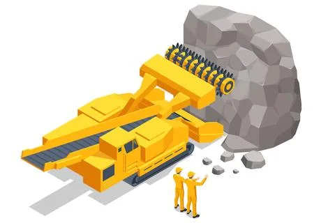 Isometric tunneling drilling rigs, self-propelled drilling rigs. Bucket-wheel Stock Illustration