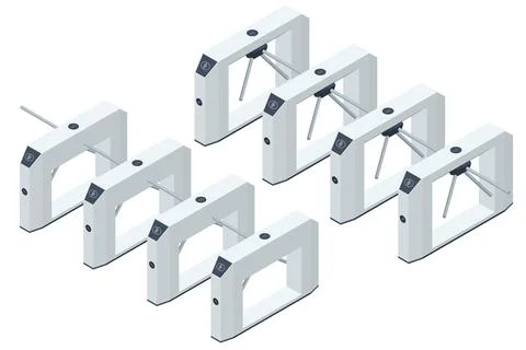 Isometric Turnstile. Access control equipment. Magnetic card access turnstiles Ilustración de archivo
