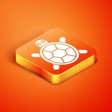 Isometric Turtle icon isolated on orange background. Vector. Stock Illustration
