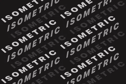 Isometric typography pattern with bold white text on black background Illustrazione stock