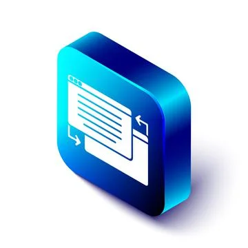Isometric UI or UX design icon isolated on white background. Blue square button Stock Illustration