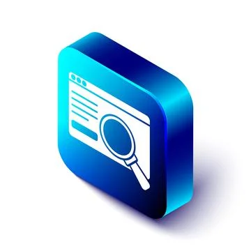 Isometric UI or UX design icon isolated on white background. Blue square butt Stock Illustration