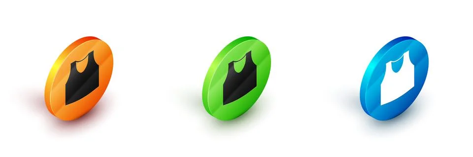 Isometric Undershirt icon isolated on white background. Circle button. Vector Stock Illustration