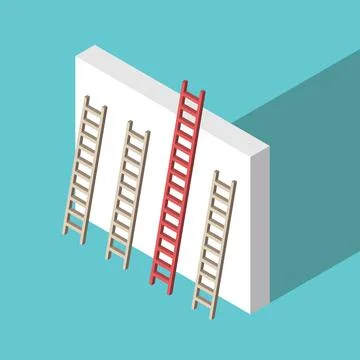 Isometric unique ladder, wall Stock Illustration