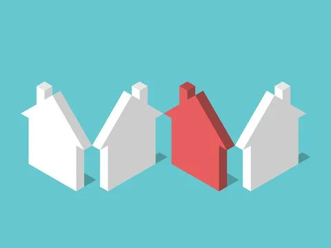 Isometric unique red house Stock Illustration