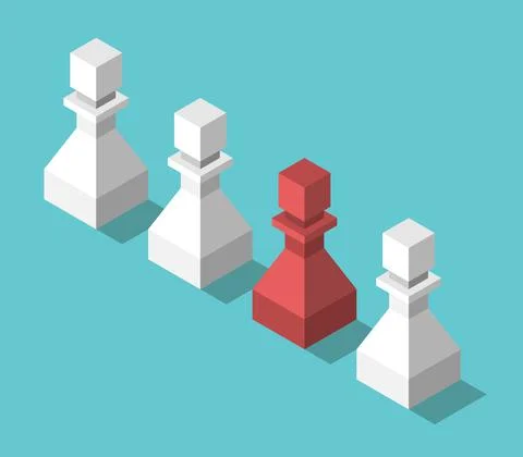 Isometric unique red pawn Stock Illustration