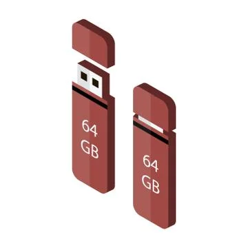 Isometric of Universal flash drive on white background. Vector illustration in Stock Illustration