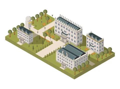 Isometric University Concept Ilustración de archivo