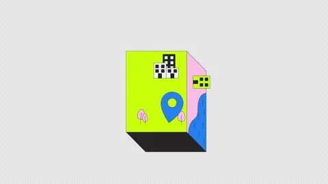 Isometric urban map with location pin 2D cartoon object animation Stock Footage 321861377
