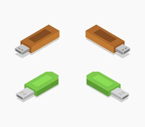 Isometric usb icon illustrated in vector on white background Stock Illustration