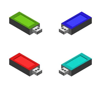 Isometric usb icon illustrated in vector on white background Stock Illustration