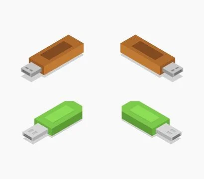 Isometric usb icon illustrated in vector on white background Stock Illustration