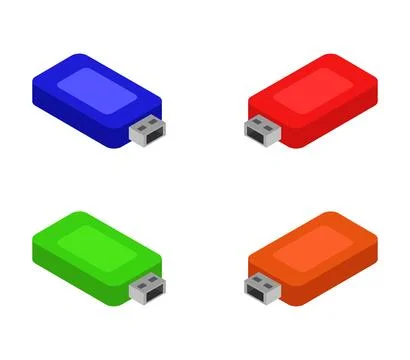 Isometric usb icon illustrated in vector on white background Stock Illustration