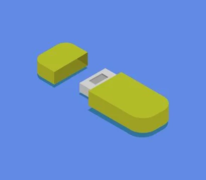 Isometric usb icon illustrated in vector on white background Stock Illustration