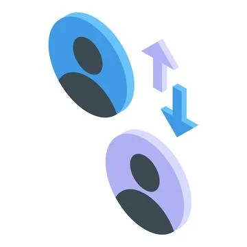 Isometric user avatars with arrows Stock Illustration