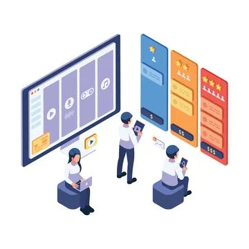 Isometric User Choosing Digital Subscription Plans イラスト素材