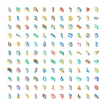 Isometric user interface icon elements collection set 스톡 일러스트