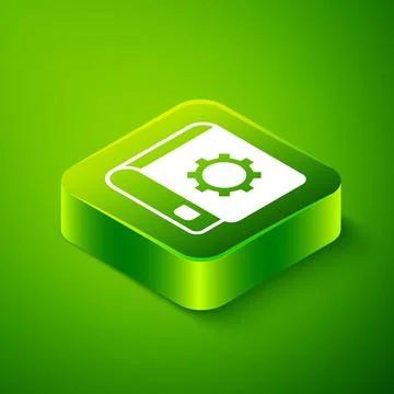 Isometric User manual icon isolated on green background. User guide book Stock Illustration