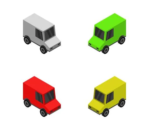 Isometric van icon illustrated in vector on white background Stock Illustration