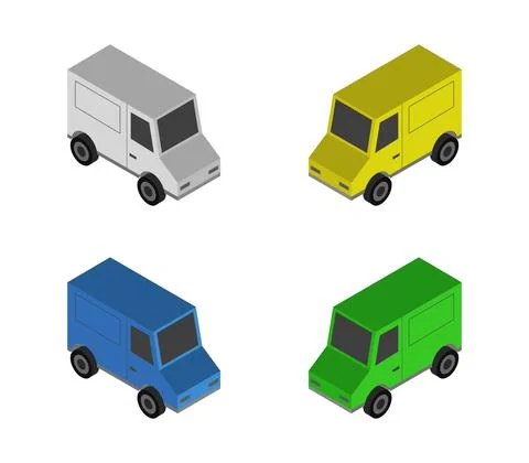 Isometric van icon illustrated in vector on white background Stock Illustration
