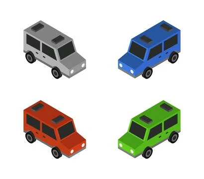 Isometric van icon illustrated in vector on white background Stock Illustration