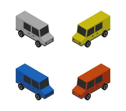 Isometric van icon illustrated in vector on white background Stock Illustration