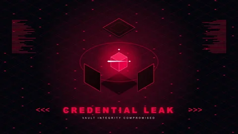 Isometric vault credential breach Stock Footage 346740095