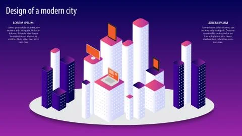 Isometric vector 3d illustration of a modern city design. EPS 10. Stock Illustration