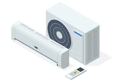 Isometric vector of air conditioners condensing unit, Chiller, VRF units, air Stock Illustration