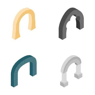 Isometric vector arches set for graphic design Stock Illustration
