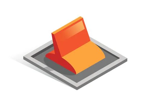 Isometric vector button. Isolated icon. Lever in gray and orange color Illustrazione stock
