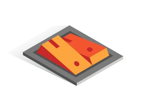 Isometric vector button. Isolated icon. Switcher in gray and orange color Illustrazione stock