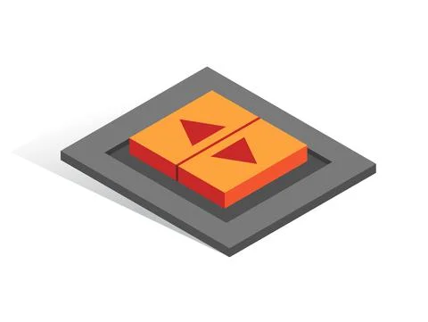 Isometric vector button. Isolated icon. Two switcher in gray and orange color Illustrazione stock