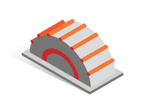 Isometric vector button. Isolated icon. Regulator in gray and orange color Stock Illustration