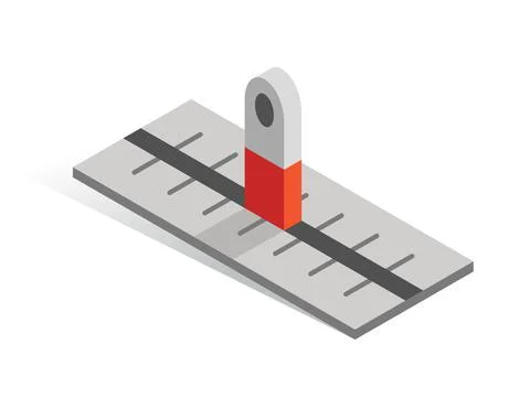 Isometric vector button. Isolated icon. Slider in gray and orange color Illustrazione stock
