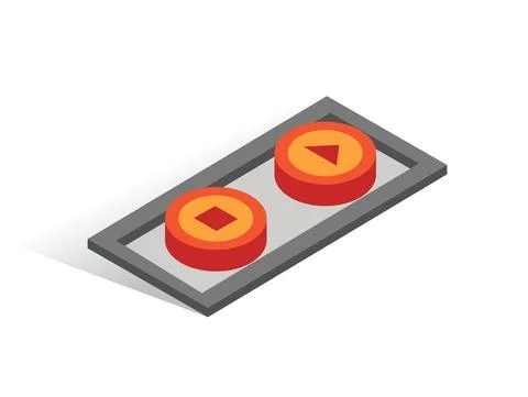 Isometric vector button. Isolated icon. Two switcher in gray and orange color Illustrazione stock