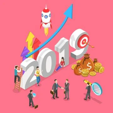Isometric vector concept of 2019 - year of opportunities. Stock Illustration