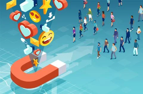 Isometric vector of customers men and women making their product choice Stock Illustration
