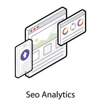 Isometric vector design of seo analytics icon. 스톡 일러스트