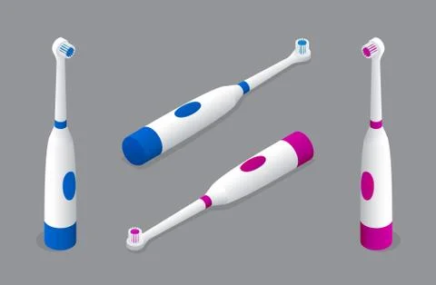 Isometric vector electric sonic toothbrush. Dental concept. Stock Illustration