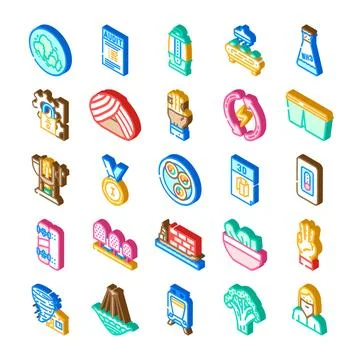 Isometric vector elements collection with various concepts Stock Illustration