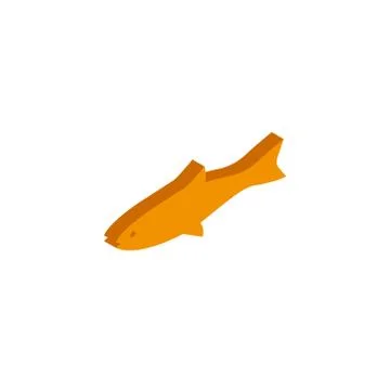Isometric vector fish icon sign isolated on white background. Illustrazione stock