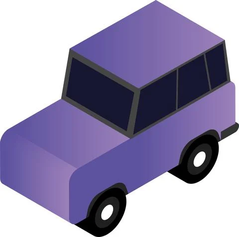 Isometric Vector Flat Car Illustration Stock Illustration