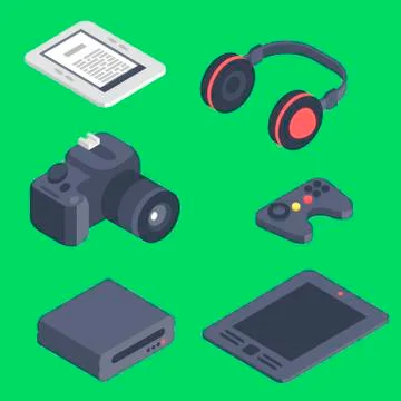 Isometric vector gadget computer devices icons wireless technologies mobile Illustrazione stock
