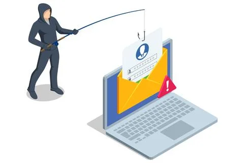 Isometric vector of a hooked login form pulled from an open yellow envelope by a イラスト素材