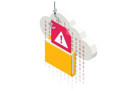 Isometric vector of a hooked login form pulled from an open yellow envelope by a イラスト素材