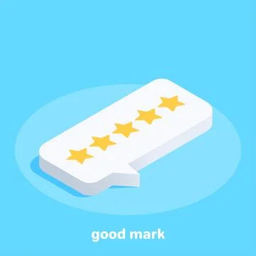 Isometric vector icon on a blue background, highest rating five stars on mess Illustrazione stock