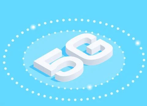 Isometric vector icon on a blue background, 5G connection, the latest standar Stock Illustration