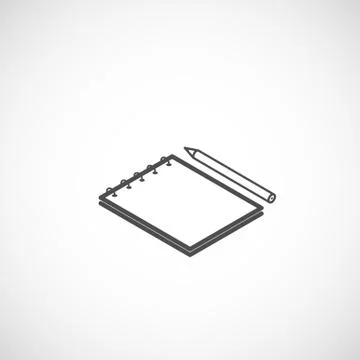 Isometric vector icon of notepad and pencil Stock Illustration